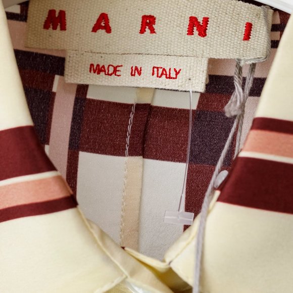 Marni Cream Plaid Silk Blouse - Picture 5 of 13